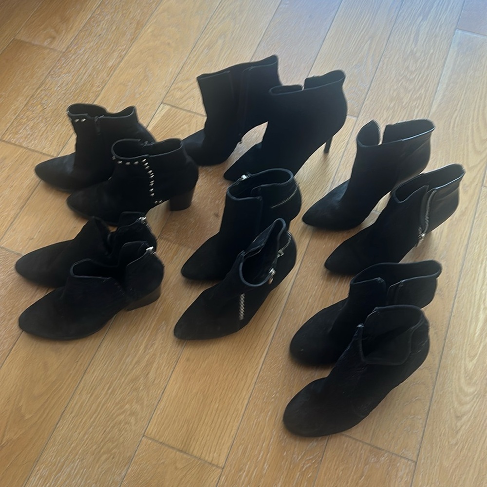 Variety of Six Black Booties Size 6-7